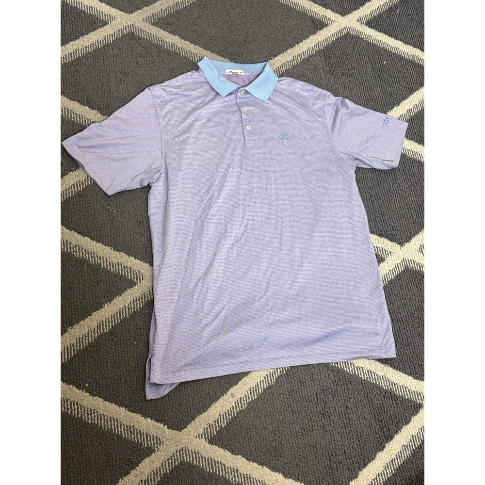 Peter Millar Polo Shirt Mens Large Pink And Blue Erin Hills Summer Comfort